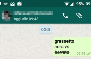 Whatsapp: ora si scrive anche in grassetto, corsivo e barrato