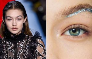 Gigi Hadid e le sopracciglia glitter